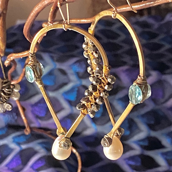 ANTHROPOLOGIE Custom Semi Precious Gemstone Earrings - Picture 2 of 5